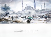 Cuneyt Senyavas, Istanbul, 22 x 30 inch, Watercolor on Paper, Cityscape Painting, AC-CTS-002